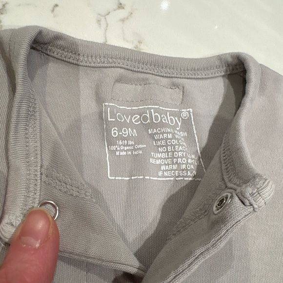L'ovedbaby Soft Gray Baby Snap Footie 6-9 Months 100% Organic Cotton - Picture 3 of 3